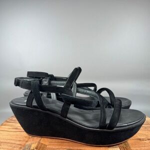 Camper‎ Black Suede Platform Wedge Sandals Women's 40 10 Adjustable Strap
